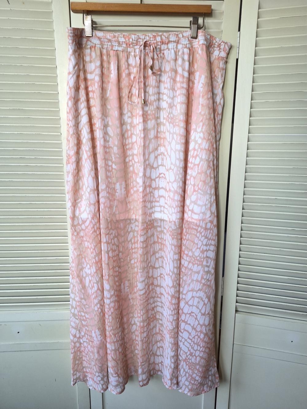 Worthington Pink & White Sheer Maxi Skirt Sizen XL